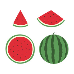
set of watermelons in a different form in a hand-drawn style