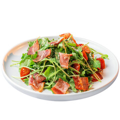 Transparent dish of salad no background