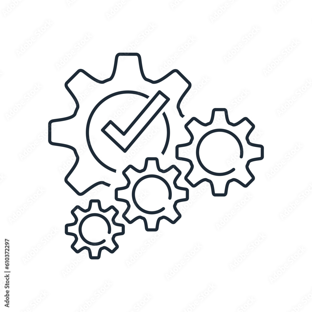 Poster technological perfection. improvement process.vector linear icon isolated on white background.