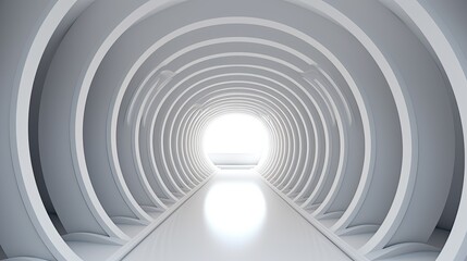 Minimalist abstract white tunnel