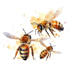 Honey bee isolated. Illustration AI Generative.