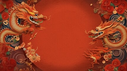 Chinese New Year background. Illustration AI Generative.