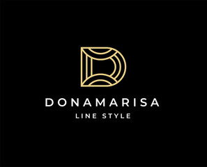 Elegant Luxury Letter D monogram logo line style vector