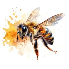 Honey bee isolated. Illustration AI Generative.