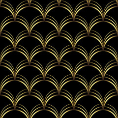 Art Deco Pattern. Vector background in 1920s style. Gold black texture