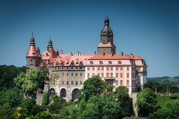 Fototapeta na wymiar View of the Książ Castle in the Lower Silesian Voivodeship