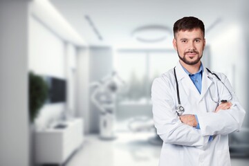 Healthcare, medical concept. Portrait of male doctor