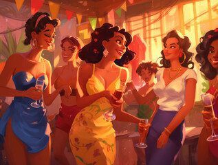 The girls are having fun at a latin party