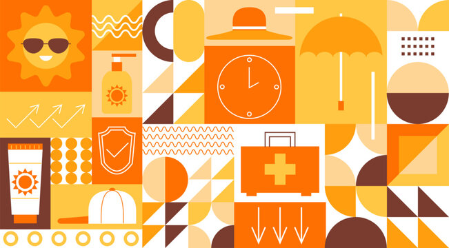 UV Safety Awareness Month. Summer Sun Safety. Sunscreen with a sun protection factor