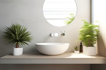 Fototapeta na wymiar Bathroom sink in modern interior, generative ai
