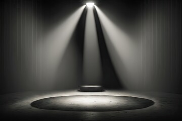 Empty stage with spotlights in the dark room