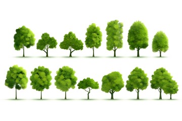Fototapeta premium Collection of Isolated Trees on white background. generative ai
