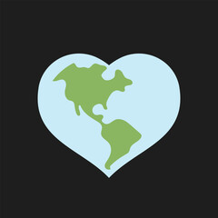 Heart shaped earth. Environment care. Save and love the planet.