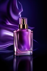 Obraz na płótnie Canvas Graceful perfume bottle on a purple background by Generative AI