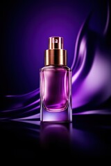 Naklejka premium Graceful perfume bottle on a purple background by Generative AI