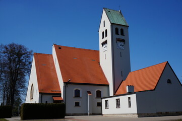 Fototapeta na wymiar Evangelical Church of the Holy Spirit (kosciol Ducha Swietego) was built in 1913, view from the southeast. Orzesze, Poland.