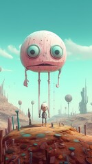 Obraz premium Cute Strange Cartoon Characters With Pastel Background ; Generating AI Illustration