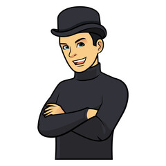 gentleman in bowler hat cartoon character