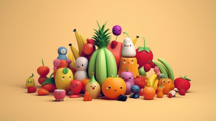 Lovely Colorful And Fresh Tropical Fruits With Pastel Background ; Generating AI Illustration