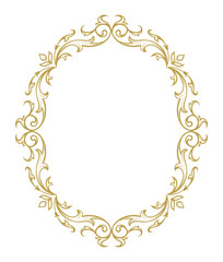 Floral oval Frame in classic style. Cute retro calligraphic frame