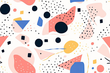 fun colorful seamless pattern. bright simple abstract shapes. Generative ai