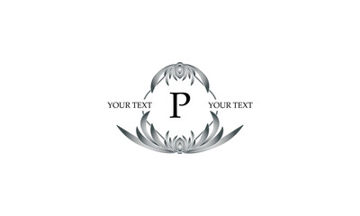 Obraz premium Exclusive vector monogram with initial P. Template for signs, logos, labels, stickers, cards. Graphic design of the page.