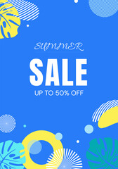 Summer sale banner design template. Vector illustration