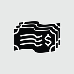 Bunch of dollar money solid icon vector image