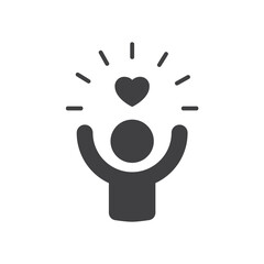 User Icon with heart, icon, vector.