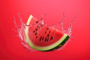 illustration, watermelon with splash, ai generative