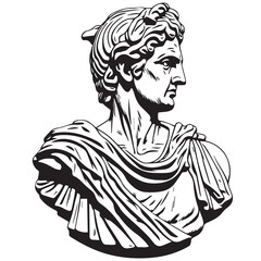 Ancient Greek head vector silhouette illustration