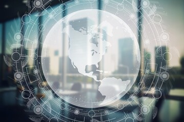 Digital abstract world globe map hologram