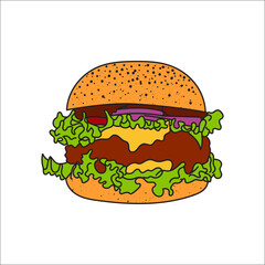 hamburger isolated on white background