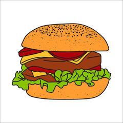 hamburger isolated on white background