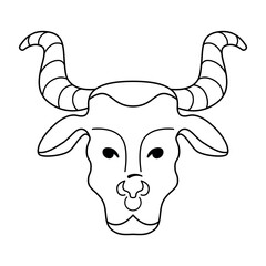 Astrological zodiac sign. Taurus Symbol outline, line art. Constellations. Portrait of a head. Colorful isolated icon. Cartoon style. Logo, print, avatar template. Vector illustration isolated