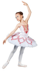 Naklejka premium Beautiful little ballerina dancer wears a dress
