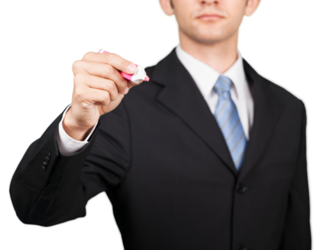 Business man drawing on virtual illustration