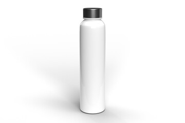 Double-walled stainless steel water bottle is perfect for your daily outings. It will keep your drink of choice hot or cold for hours. 3D rendering.