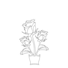Rose Ornament Vector Hand Drawn Detailed Line Art Coloring Page