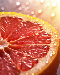 AI generated close up photo of juicy grapefruit slice