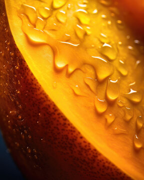 AI generated close up photo of juicy mango slice