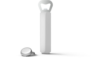 Bottle Opener Blank White Isolated 3D Rendering