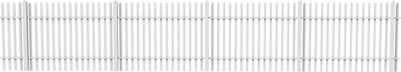 White Garden Fence Isolated 3D Rendering