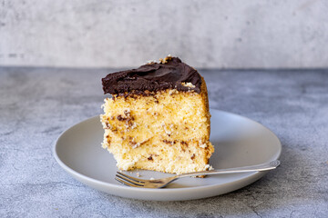 Piece of boston cake on a plate