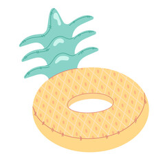 Inflatable ring for swimming pineapple shape. Color vector element isolated on white background.