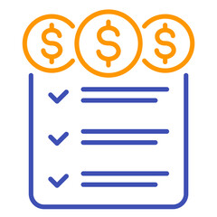 payments and checklist line icon on white