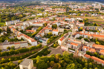 Stadtansicht Frankfurt an der Oder, Luftaufnahme, Brandenburg, Oder Spree, Deutschland, Polen, Europa