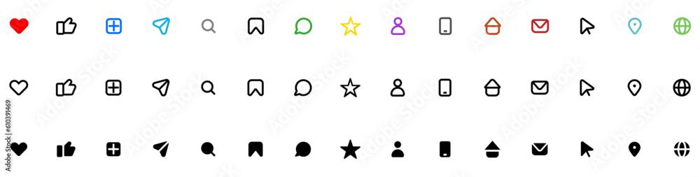 Poster vector icons design vector template for business card or page of social pages on the internet design