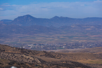 Fototapeta na wymiar Amazing landscape with settlements and mountains, Armenia