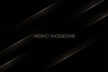 Vector abstract black premium background with golden diagonal stripes, lines. Modern luxurious elegant backdrop in dark color for exclusive posters, banners, invitations, business cards.